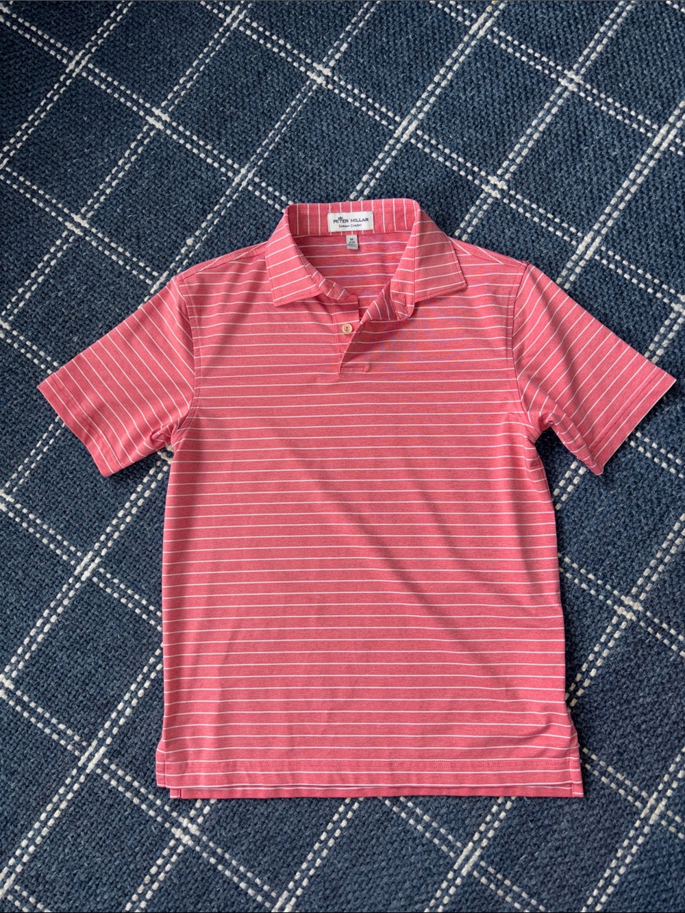 Peter Millar Coral Pink Striped Polo